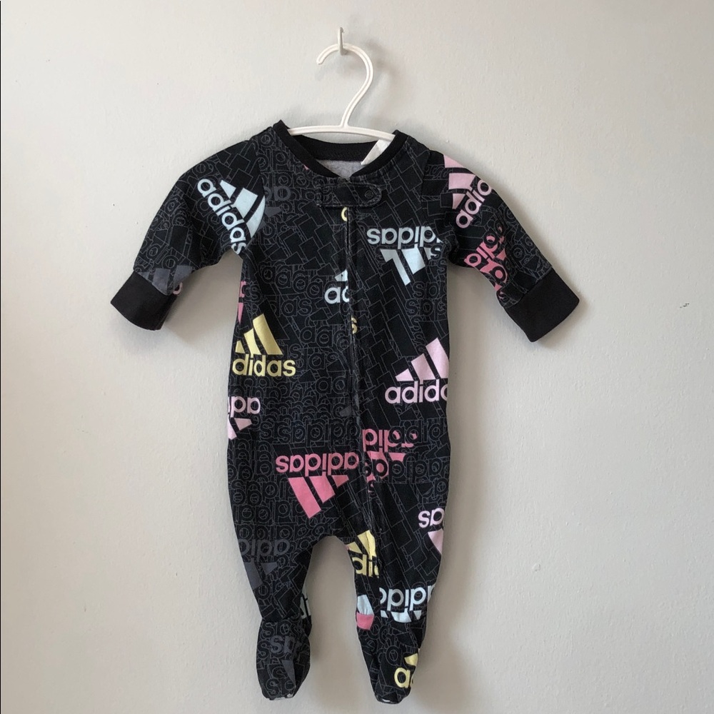 Cute adidas Black Footie / Onsie / Romper / sleeper Pastel Yellow Pink Blue Logo
